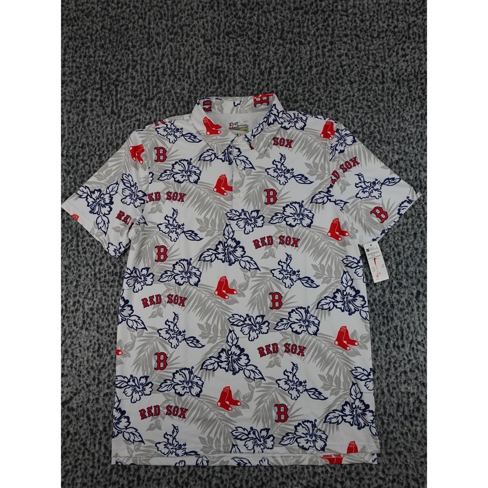 Reyn Spooner Boston Red Sox Performance Polo Mens M White Floral B528935221